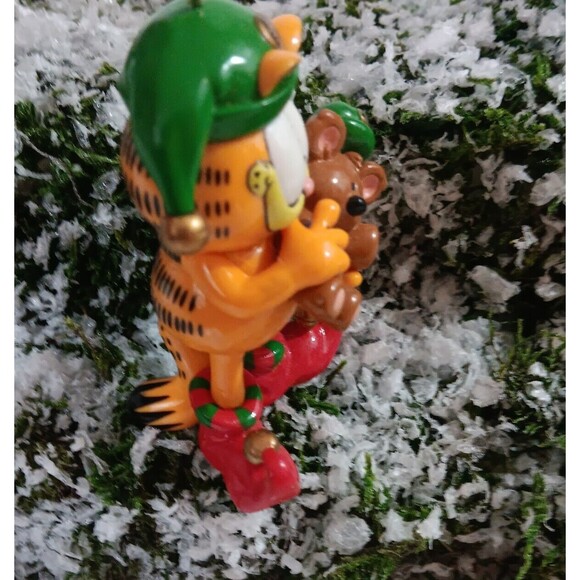 Christmas Elf Garfield 1996 PAWS Jim Davis Trim-A-Tree Ornament (stand not inc.) - Picture 6 of 6